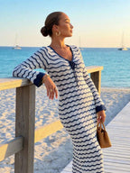 Robe Maxi Sandra en Maille Crochet – Élégance Estivale