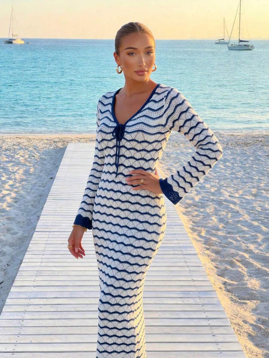 Robe Maxi Sandra en Maille Crochet – Élégance Estivale