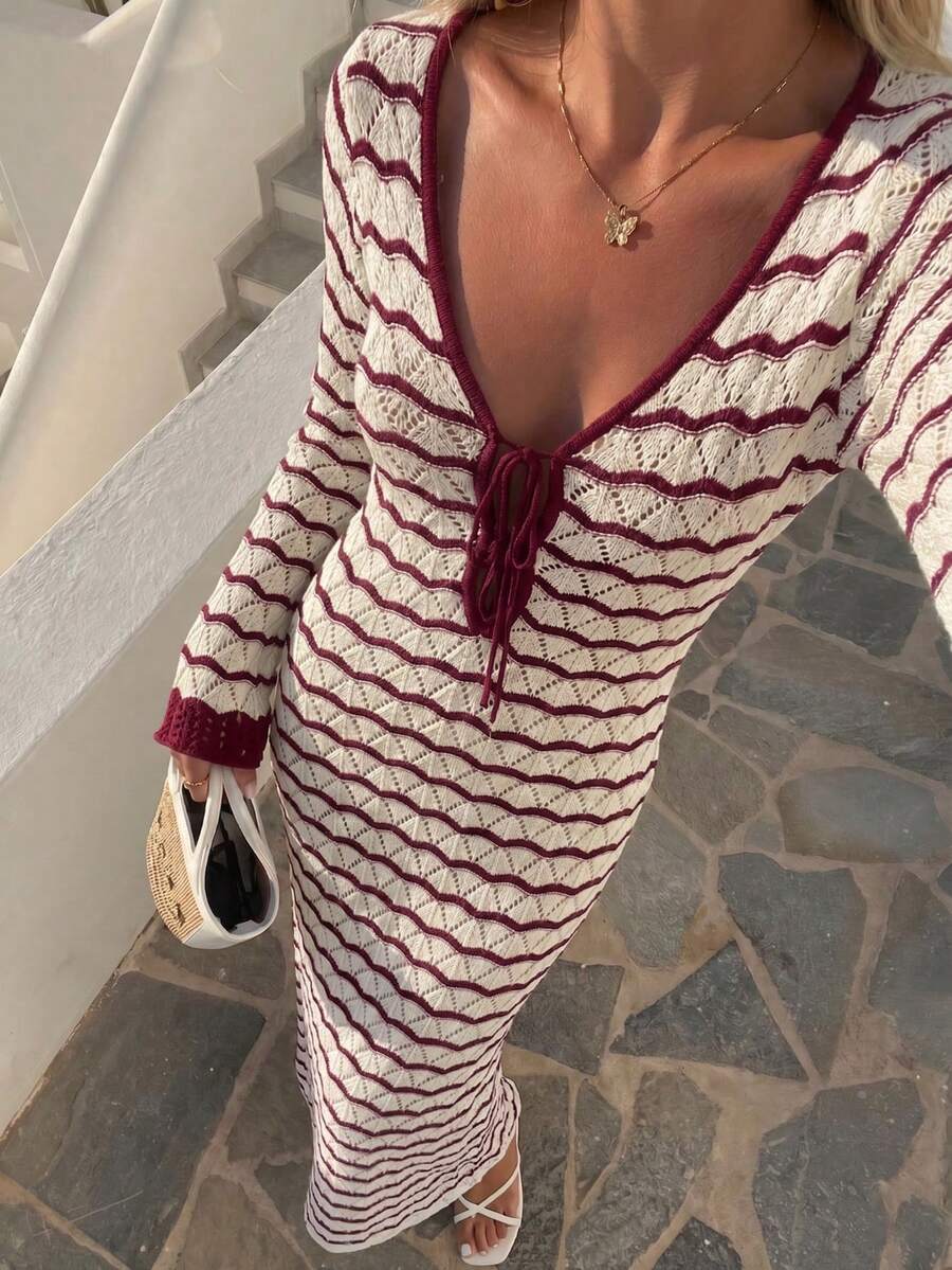 Robe Maxi Sandra en Maille Crochet – Élégance Estivale
