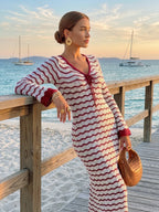Robe Maxi Sandra en Maille Crochet – Élégance Estivale