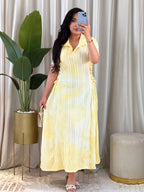 Robe Longue Tie-Dye Élastiquée sur les Côtés