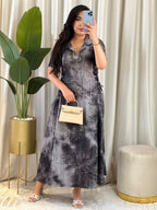 Robe Longue Tie-Dye Élastiquée sur les Côtés