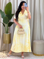 Robe Longue Tie-Dye Élastiquée sur les Côtés