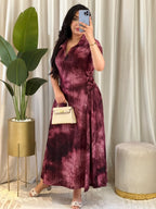 Robe Longue Tie-Dye Élastiquée sur les Côtés