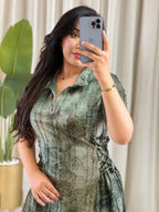 Robe Longue Tie-Dye Élastiquée sur les Côtés