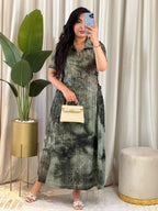 Robe Longue Tie-Dye Élastiquée sur les Côtés