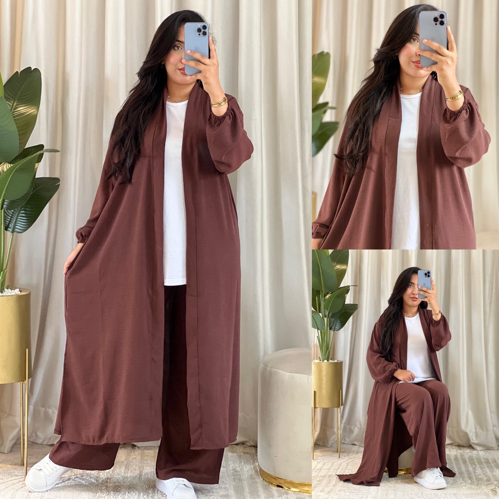 Ensemble 3 Pièces : Kimono Long, Pantalon Large & T-shirt