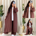 Ensemble 3 Pièces : Kimono Long, Pantalon Large & T-shirt
