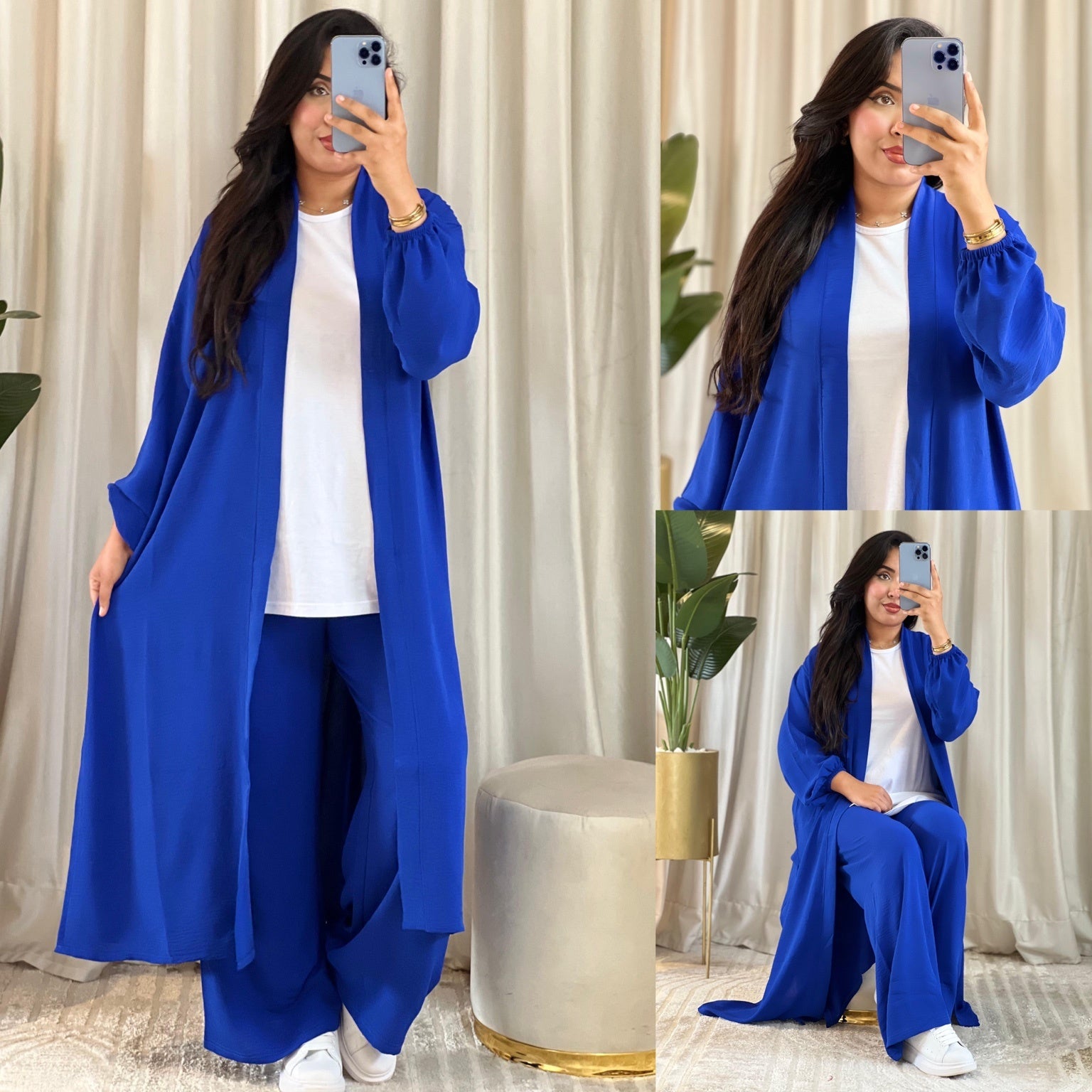 Ensemble 3 Pièces : Kimono Long, Pantalon Large & T-shirt