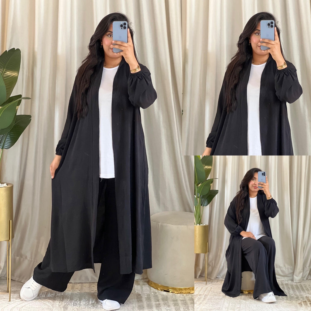 Ensemble 3 Pièces : Kimono Long, Pantalon Large & T-shirt