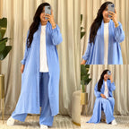Ensemble 3 Pièces : Kimono Long, Pantalon Large & T-shirt